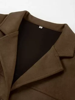 Blazer Femme Moderne En Daim Col Rabattu Manches Longues