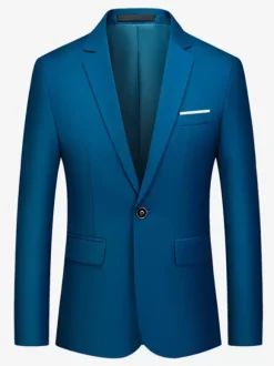 Blazers Vestes Costumes Décontractés Hommes Formel Bleu Vert Foncé De Qualité