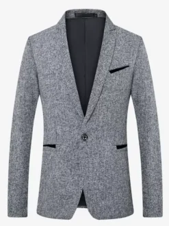 Blazers Vestes Costumes Décontractés Hommes Noir Hiver Coupe Cintré