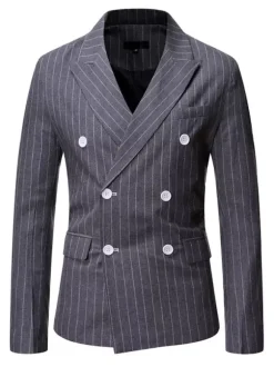 Blazers & Vestes Casual Casual Costumes Stripes Entreprise Casual Grey Black Cool Cool Costumes pour homme