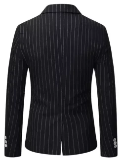 Blazers & Vestes Casual Casual Costumes Stripes Entreprise Casual Grey Black Cool Cool Costumes pour homme