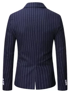 Blazers & Vestes Casual Casual Costumes Stripes Entreprise Casual Grey Black Cool Cool Costumes pour homme