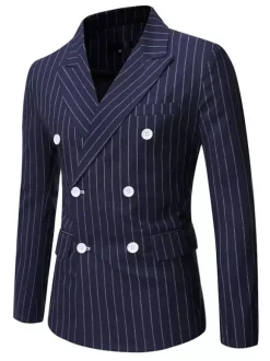 Blazers & Vestes Casual Casual Costumes Stripes Entreprise Casual Grey Black Cool Cool Costumes pour homme