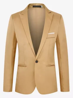 Blazers Vestes Costumes décontractés hommes Chic Kaki Gris Coupe Cintré