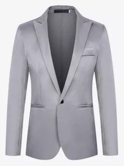 Blazers Vestes Costumes décontractés hommes Chic Kaki Gris Coupe Cintré