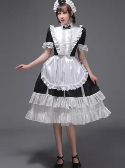 Bleu ciel clair rétro Costumes femmes volants Polyester tunique robe chapeaux Vintage Marie Antoinette Costume 18ème siècle Costume