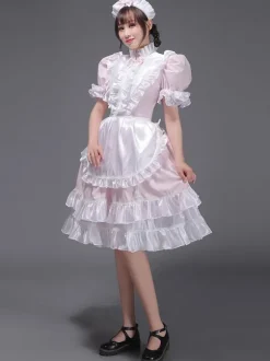 Bleu ciel clair rétro Costumes femmes volants Polyester tunique robe chapeaux Vintage Marie Antoinette Costume 18ème siècle Costume