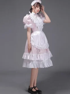 Bleu ciel clair rétro Costumes femmes volants Polyester tunique robe chapeaux Vintage Marie Antoinette Costume 18ème siècle Costume