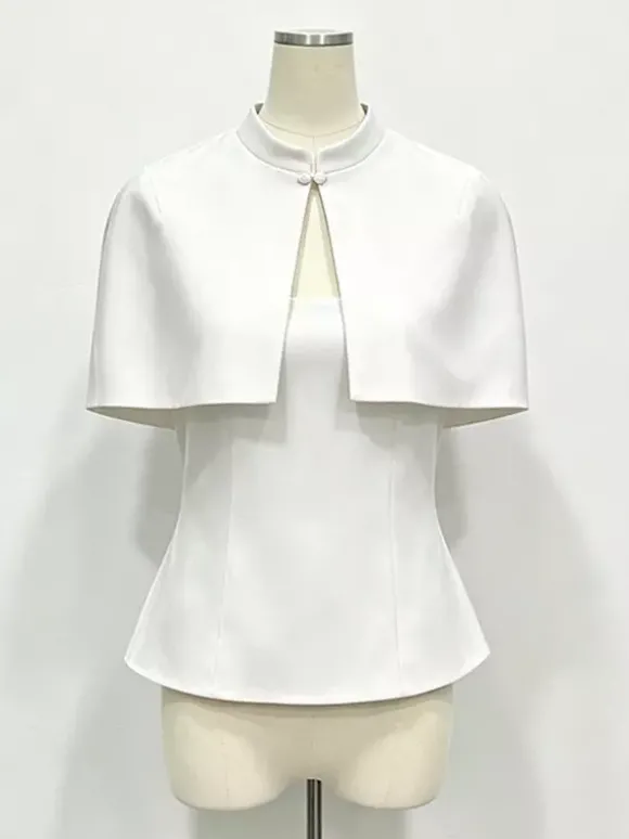 Blouse pour femme marron café à boutons sans bretelles élégante sans manches