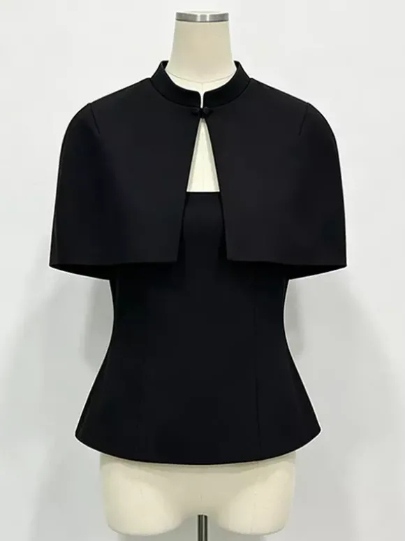 Blouse pour femme marron café à boutons sans bretelles élégante sans manches
