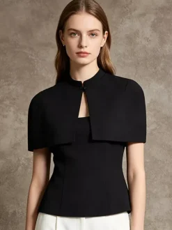 Blouse pour femme marron café à boutons sans bretelles élégante sans manches