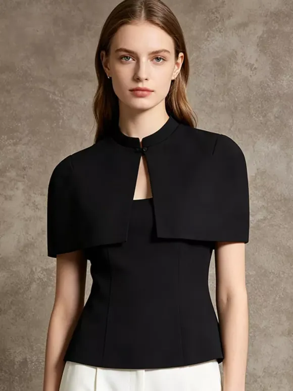 Blouse pour femme marron café à boutons sans bretelles élégante sans manches