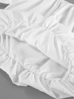 Blouse blanche élégante à épaules dénudées et manches longues en coton pour femme