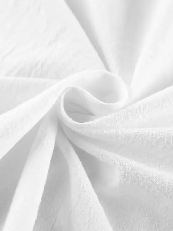 Blouse 100 % coton pour femme style bohème chic - Col à volants blanc manches lanternes col en V - Vacances à la plage 2026