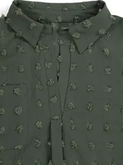 Blouse pour femme bleu foncé à col rabattu manches courtes décontractées en mousseline.