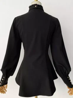 Blouses Gothiques Lolita Haut Lolita à Volants Chemisier Manches Longues Chemise Lolita Bordeaux