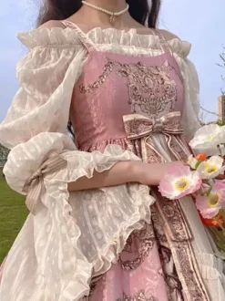 Blouses Sweet Lolita Blanc Manches Longues Haut Lolita Volants Chemise Lolita