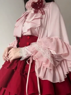 Blouses Gothiques Lolita Haut Lolita Manches Longues Blanches Chemise Lolita à Volants