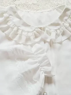 Blouses Sweet Lolita Blanc Manches Longues Volants Haut Lolita Chemise Lolita