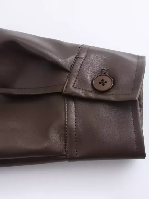Blouson aviateur vintage en similicuir pour femme - Manteau Harrington oversize rétro zippé - Vêtements d'extérieur décontractés printemps 2026