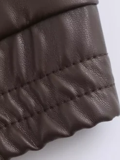 Blouson aviateur vintage en similicuir pour femme - Manteau Harrington oversize rétro zippé - Vêtements d'extérieur décontractés printemps 2026