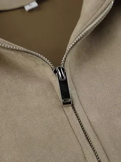 Blouson bomber femme en suédine synthétique - Fermeture éclair rétro ourlet élastique coupe décontractée - Collection printemps 2026