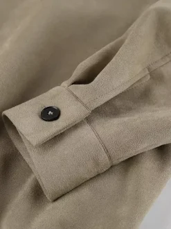 Blouson bomber femme en suédine synthétique - Fermeture éclair rétro ourlet élastique coupe décontractée - Collection printemps 2026