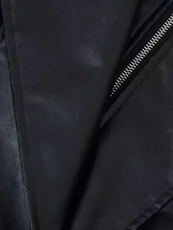 Blouson bomber oversize en similicuir pour femme - Manteau motard rétro noir à col montant et coupe ample - Style streetwear chic printemps 2026