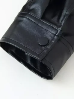 Blouson bomber oversize en similicuir pour femme - Manteau motard rétro noir à col montant et coupe ample - Style streetwear chic printemps 2026