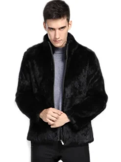 Blouson aviateur en fausse fourrure des hommes