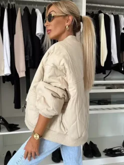 Blouson bomber matelassé noir oversize manteau streetwear rembourré pour femme 2026