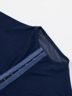 Body sans manches bleu à boutons et col montant pour femme