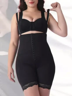 Body Shaper Shapewear Noir Boutons Avant Abdomen Épaississement Éponge Insert Pantalon Gainant Rehausseur de Fesses