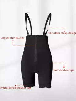 Body Shaper Shapewear Noir Boutons Avant Abdomen Épaississement Éponge Insert Pantalon Gainant Rehausseur de Fesses