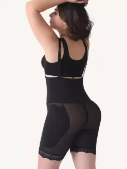 Body Shaper Shapewear Noir Boutons Avant Abdomen Épaississement Éponge Insert Pantalon Gainant Rehausseur de Fesses