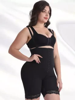 Body Shaper Shapewear Noir Boutons Avant Abdomen Épaississement Éponge Insert Pantalon Gainant Rehausseur de Fesses