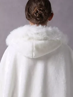 Boléro de fiançailles Rex Rabbit Fur ivoire avec lacets