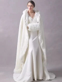 Boléro de fiançailles Rex Rabbit Fur ivoire avec lacets
