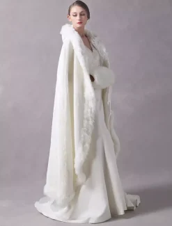 Boléro de fiançailles Rex Rabbit Fur ivoire avec lacets