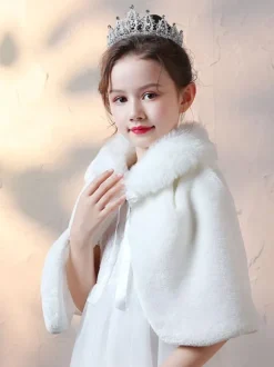 Boléro de fille de fleur cape fille ivoire