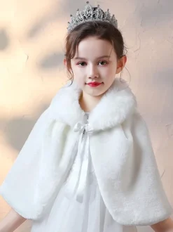 Boléro de fille de fleur cape fille ivoire