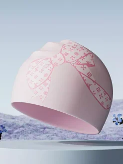 Bonnet de bain en silicone extensible imperméable à motif n艙ud papillon grande taille pour femmes aux cheveux longs