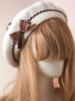 Bonnet Lolita Sweet Lolita Bow Laine de laine Déguisements Halloween