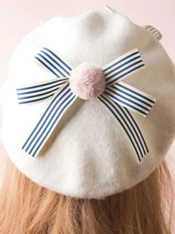 Bonnet Lolita Sweet Lolita Bow Laine de laine Déguisements Halloween