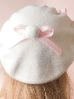 Bonnet Lolita Sweet Lolita Bow Laine de laine Déguisements Halloween