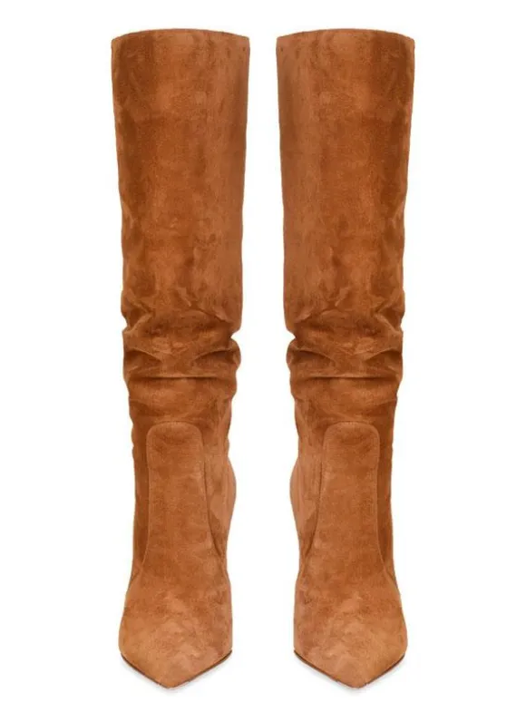 Bottes à Talons Hauts Femme en Cuir Synthétique avec Bout Rond Unicolore