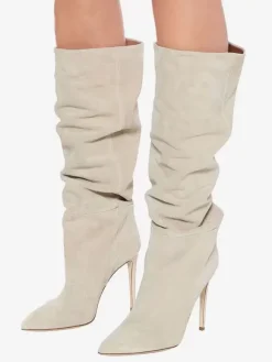 Bottes à Talons Hauts Femme en Cuir Synthétique avec Bout Rond Unicolore