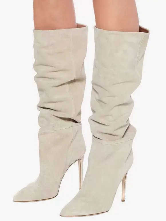 Bottes à Talons Hauts Femme en Cuir Synthétique avec Bout Rond Unicolore