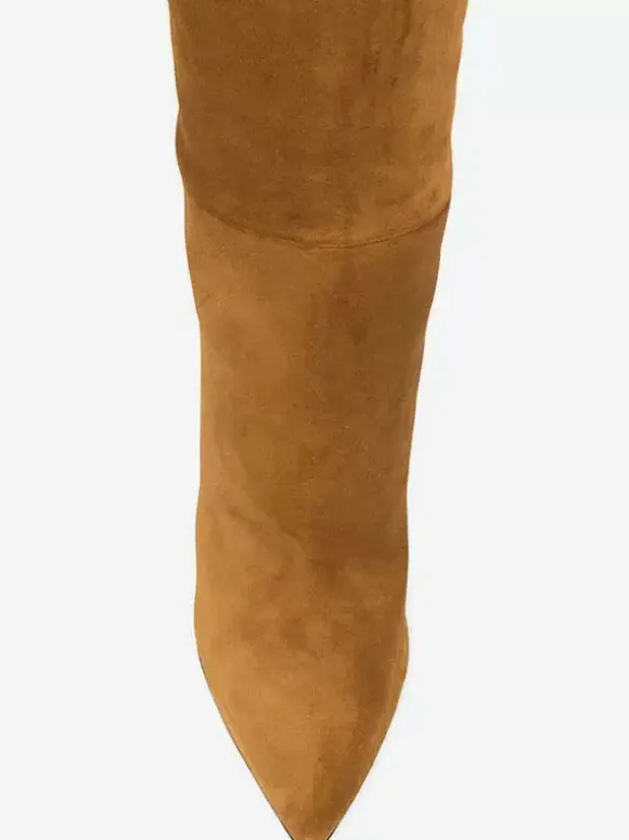 Bottes à Talons Hauts Femme en Cuir Synthétique avec Bout Rond Unicolore