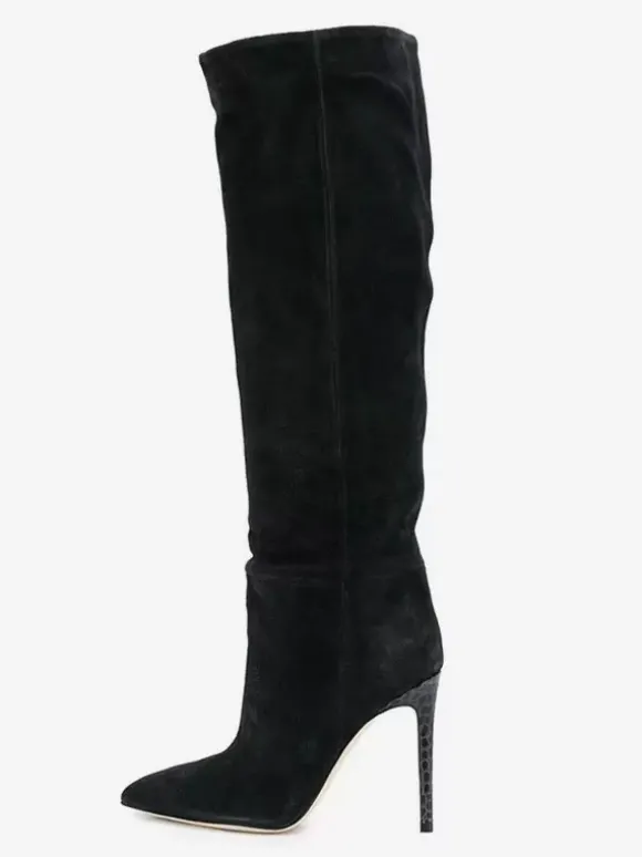 Bottes à Talons Hauts Femme en Cuir Synthétique avec Bout Rond Unicolore